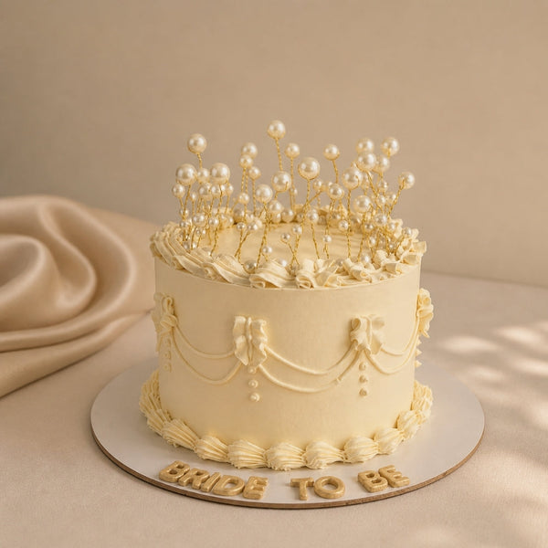 Bride to Be Pearl Crown Vintage Cake