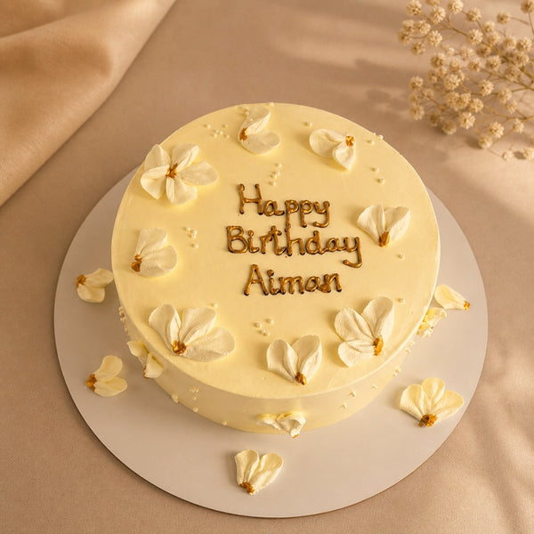 Happy Birthday Magnolia Petal Floral Cake