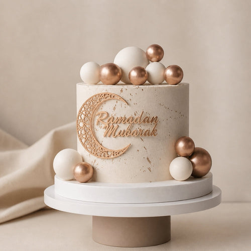 Ramadan Mubarak Gold Crescent Moon Sphere Cake