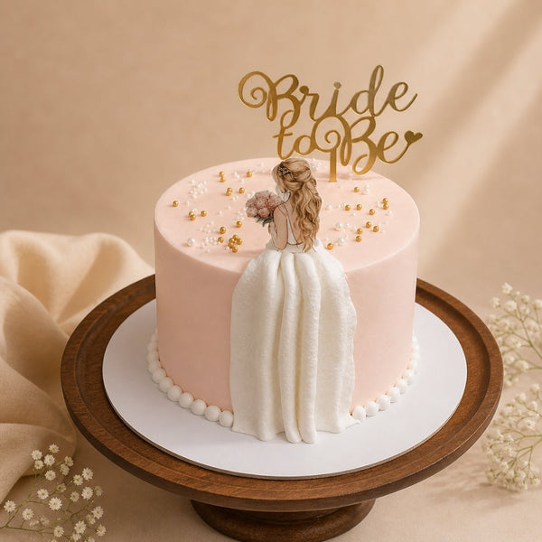 Bride to Be Pink Fondant Bride Figure Cake