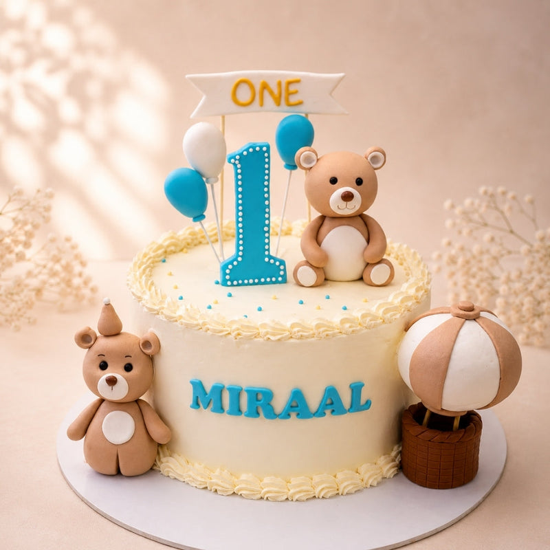 First Birthday Teddy Bear & Hot Air Balloon Cake