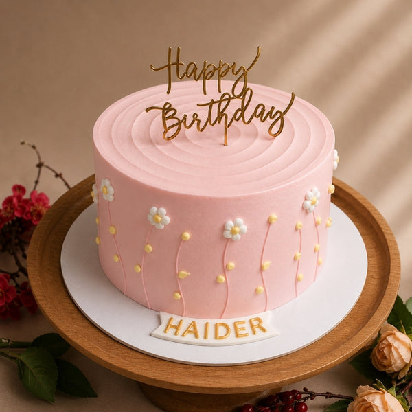 Pink Daisy Swirl Birthday Cake