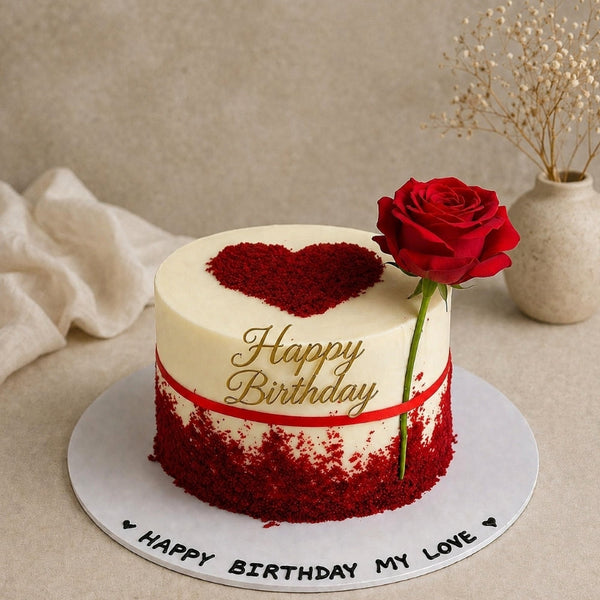 Red Velvet Rose Birthday Cake — My Love Edition
