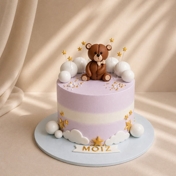 Teddy Bear Stars & Clouds Birthday Cake