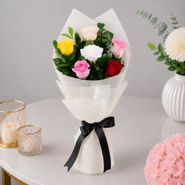 6 Mixed Garden Roses Bouquet