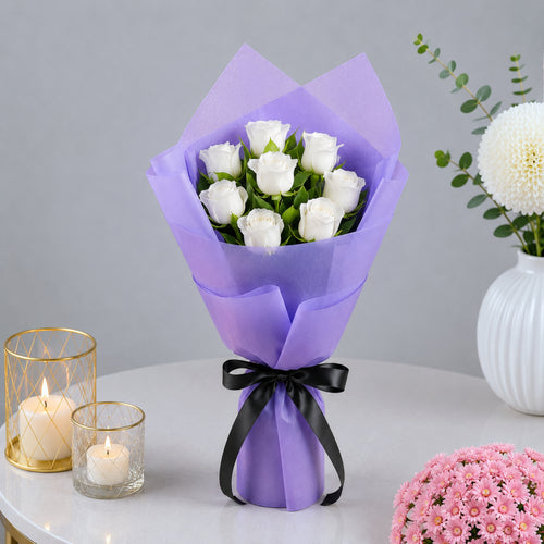 6 White Roses Bouquet