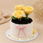 Fresh Yellow Rose Garden Pot Cake