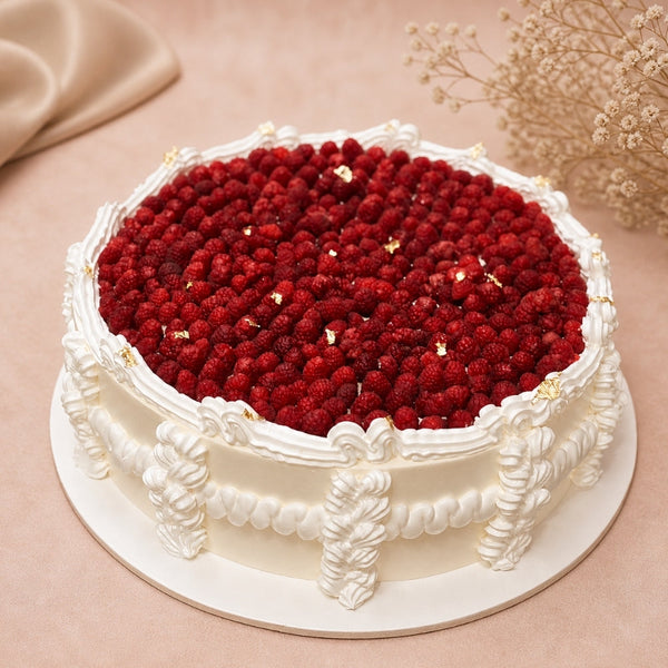 Raspberry Gold Leaf Celebration Cake