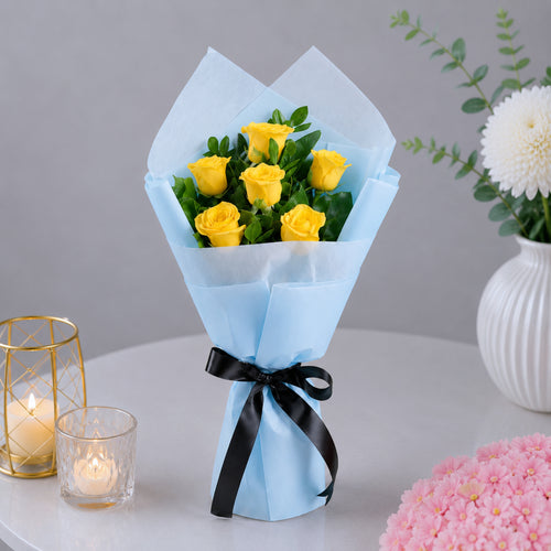 6 Yellow Roses Bouquet