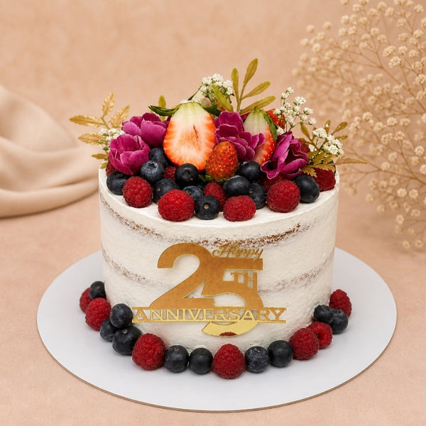 Anniversary Naked Berry & Floral Cake