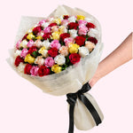 White Rose & Red Rose Birthday Cake