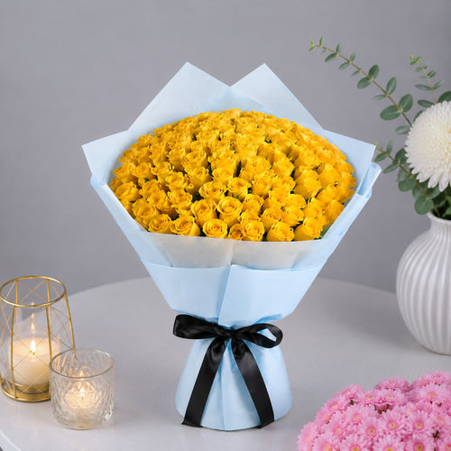 100 Yellow Roses Luxury Bouquet