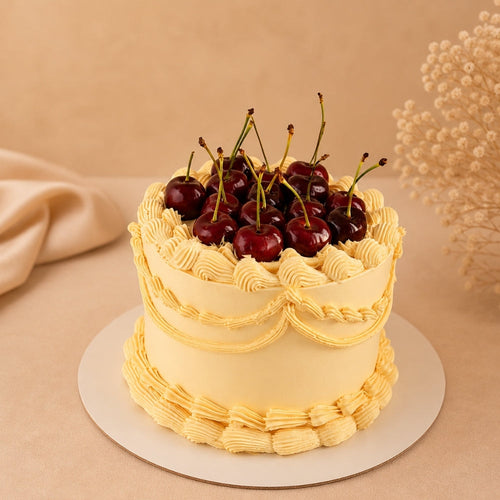 Butterscotch Cherry Cream Birthday Cake