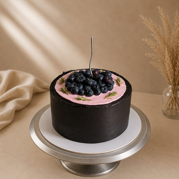 Black & Blueberry Minimalist Birthday Cake