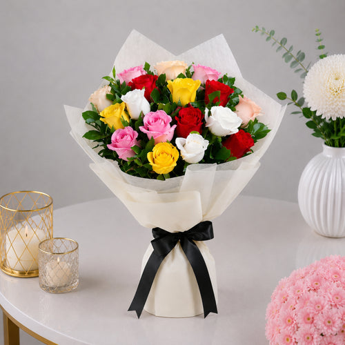 25 Mixed Garden Roses Bouquet