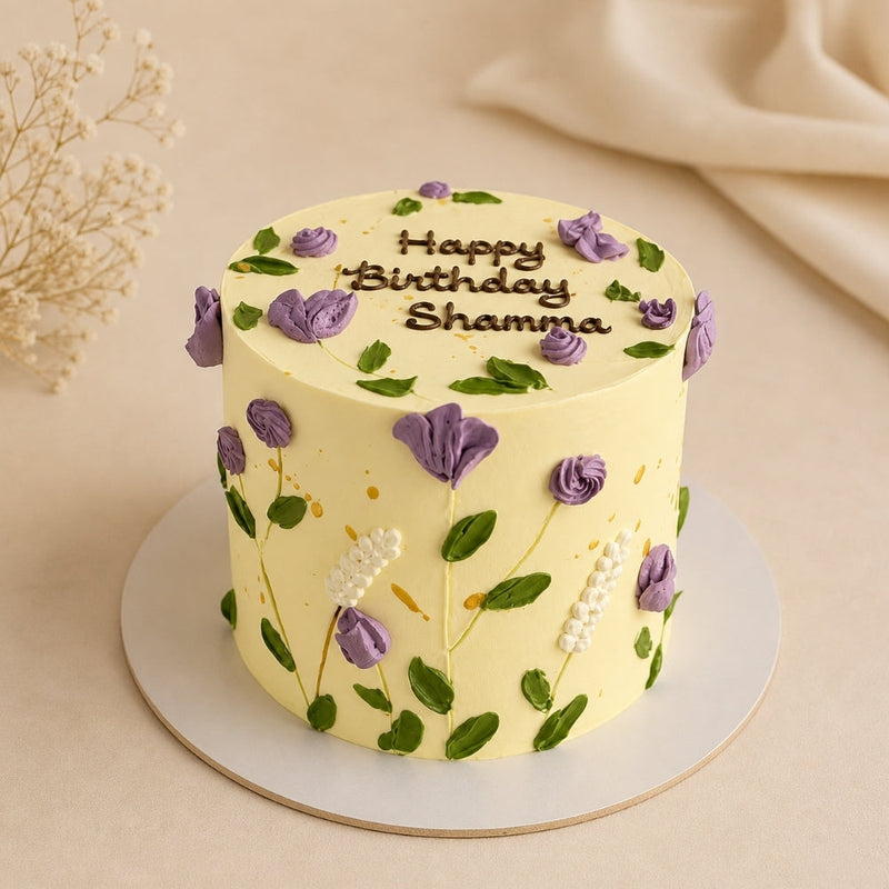 Yellow Garden Botanical Birthday Cake