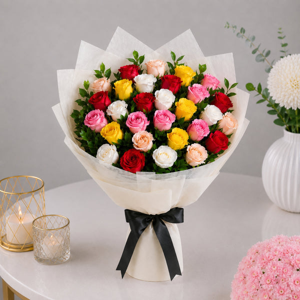 50 Mixed Garden Roses Grand Bouquet