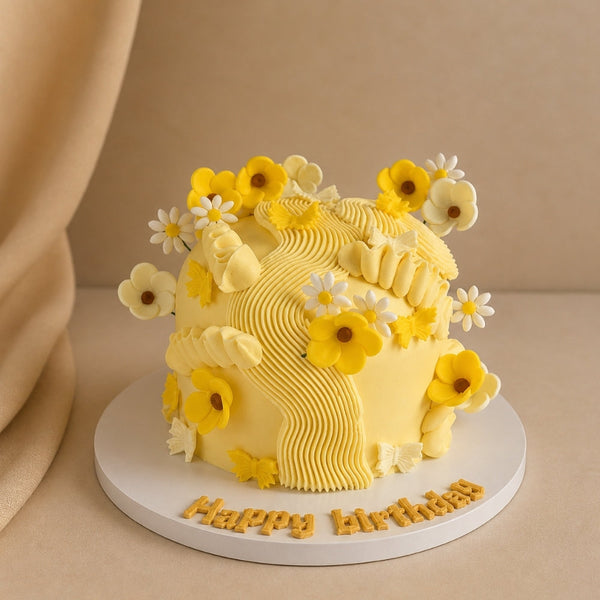 Yellow Daisy Dome Birthday Cake