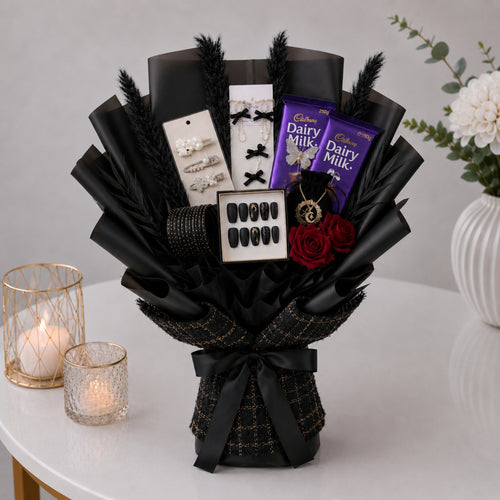 Eid Mubarak Black Accessories Chocolate Bouquet