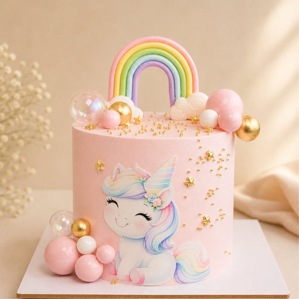 Pink Unicorn Rainbow Star Birthday Cake