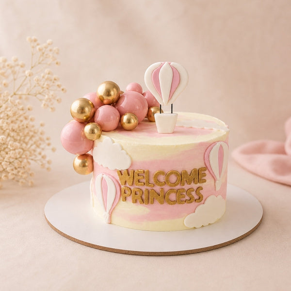 Welcome Princess Pink Hot Air Balloon Cake