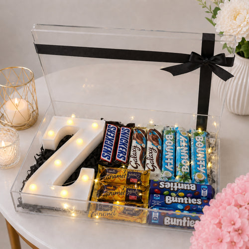 Light Up Z Birthday Chocolate Box with Snickers Galaxy Bounty and Caramel