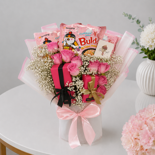 Buldak Ramen Bouquet Roses Gift Boxes Flowers