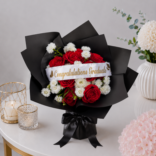 Congratulations Graduate Red Rose Flower Bouquet