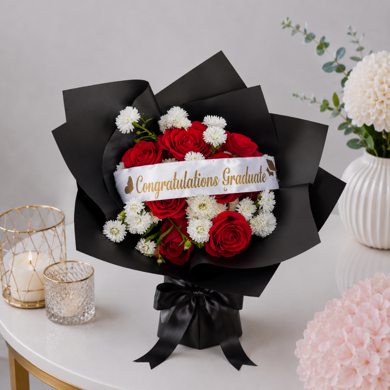 Congratulations Graduate Red Rose Flower Bouquet