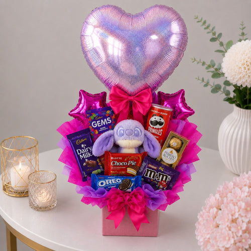 Heart Balloon Stitch Plush Snack Gift Box