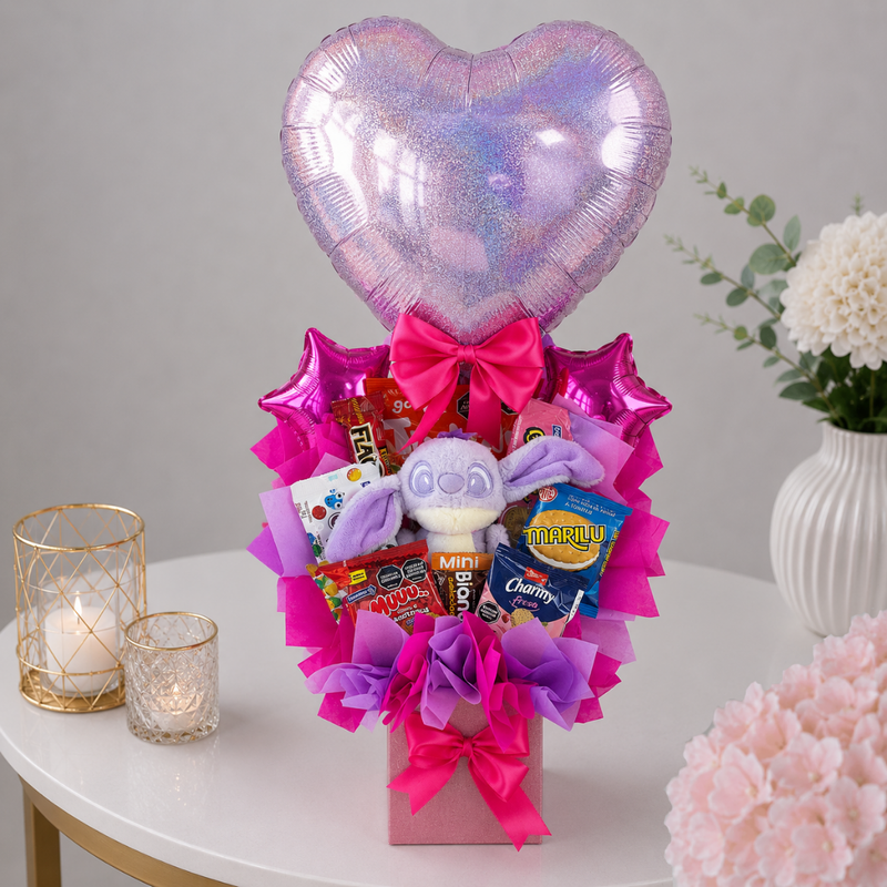 Heart Balloon Stitch Plush Snack Gift Box