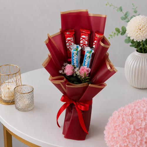 KitKat and Bounty Red Chocolate Gift Bouquet