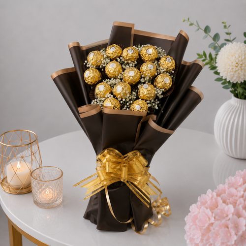 Dark Wrap Gold Trim Ferrero Rocher Golden Bow Bundle