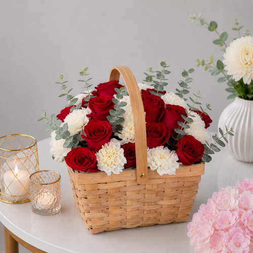 Red Rose and Ivory Carnation Classic Hamper