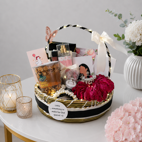 Luxury LED Light Romance Theme Gift Basket