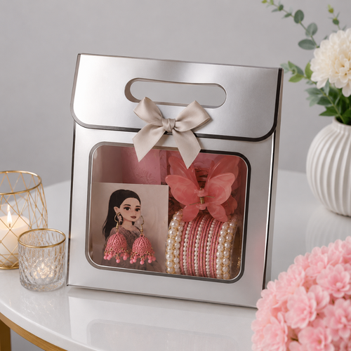 Silver Pearl Bangle Butterfly Accessories Gift Box