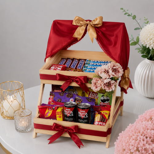 Double Shelf Snacks and Chocolate Luxury Display Hamper