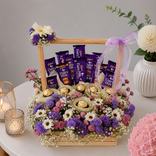 Purple Wildflower Dairy Milk Chocolate Gift Basket