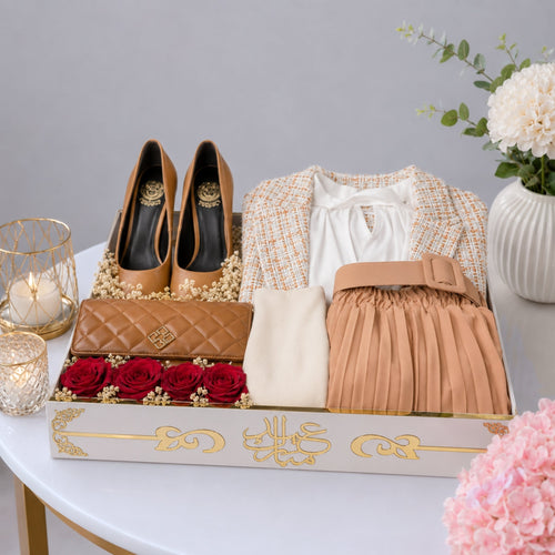 Eid Mubarak Ladies Fashion Hamper with Heels Handbag Blazer and Outfit