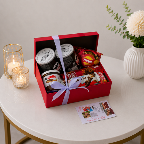 Premium Snacks and Nutella Valentine Red Gift Box