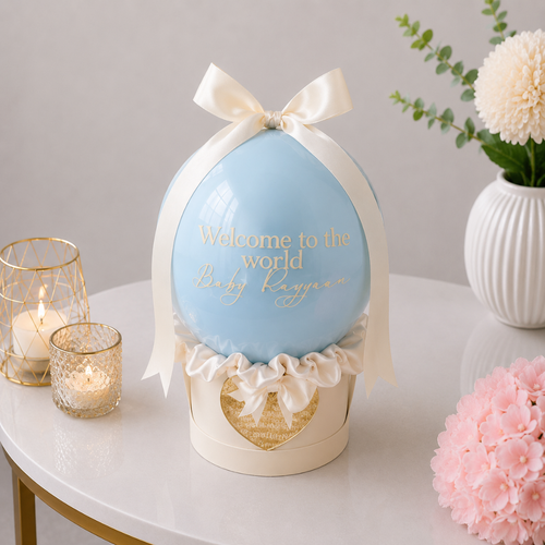 Welcome Baby Personalised Balloon and Gift Box