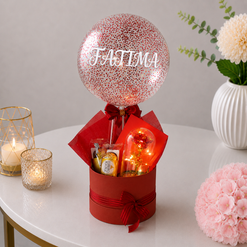 Personalised Name Balloon with Forever Rose Gift Box