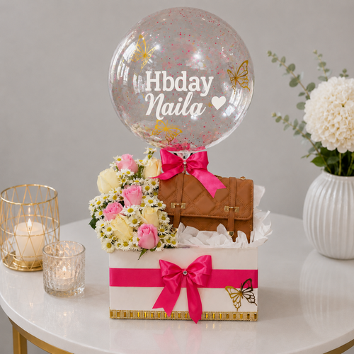 Handbag Flowers and Balloon Birthday Accessories Box