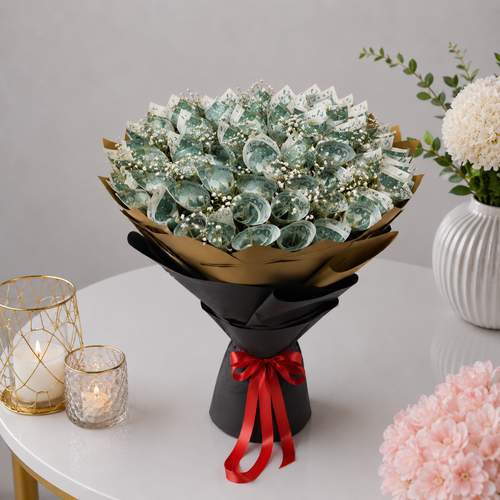 Luxury 500 Note Money Bouquet Gold Wrap